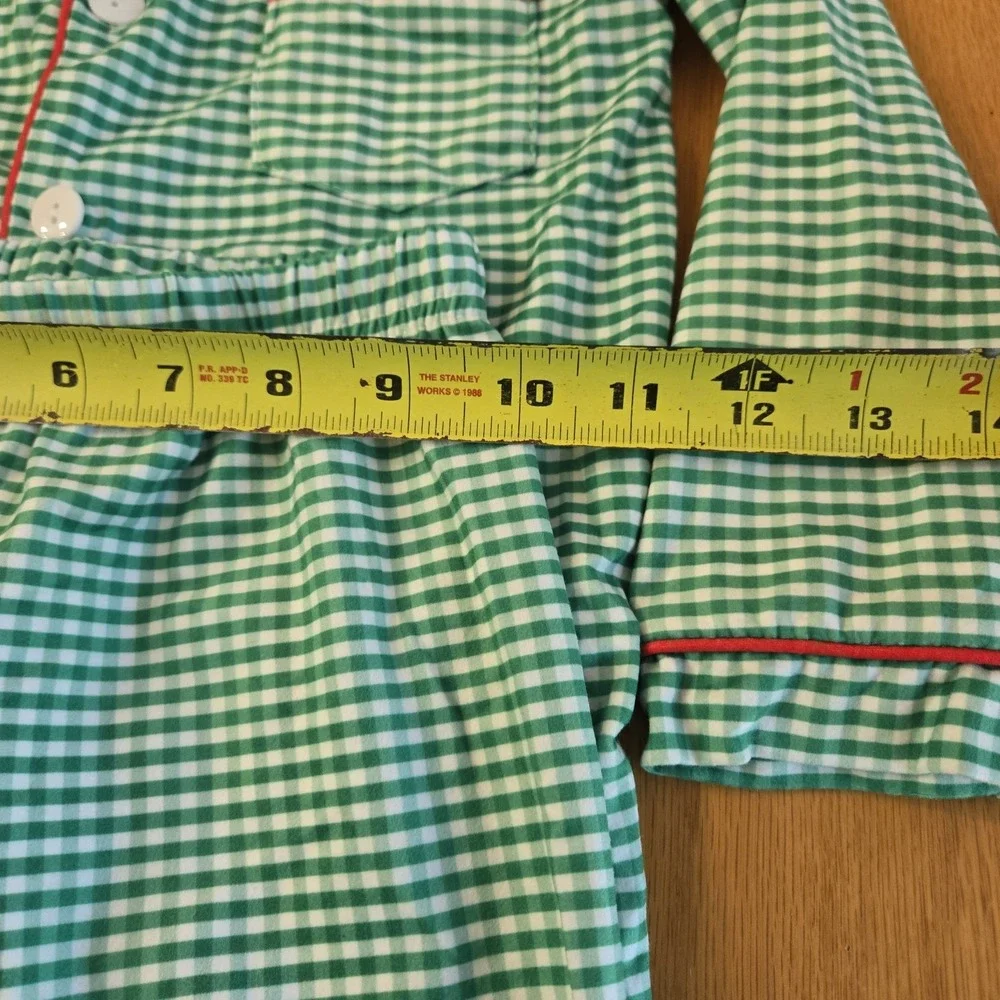 Only Little Once Christmas Holiday Pajama‎ 2 Pc Set Green Gingham Size 4 NWOT